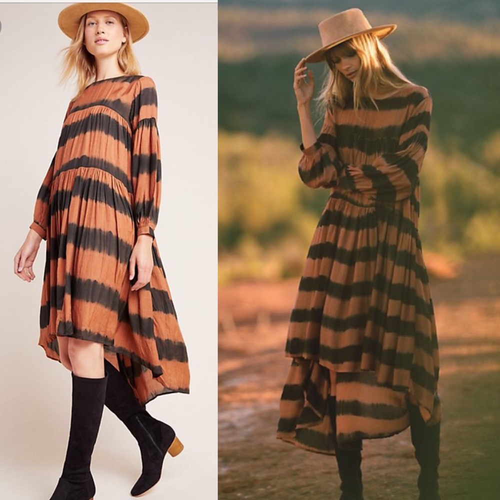 Anthro Norblack norwhite Euphrates dye tunic dress